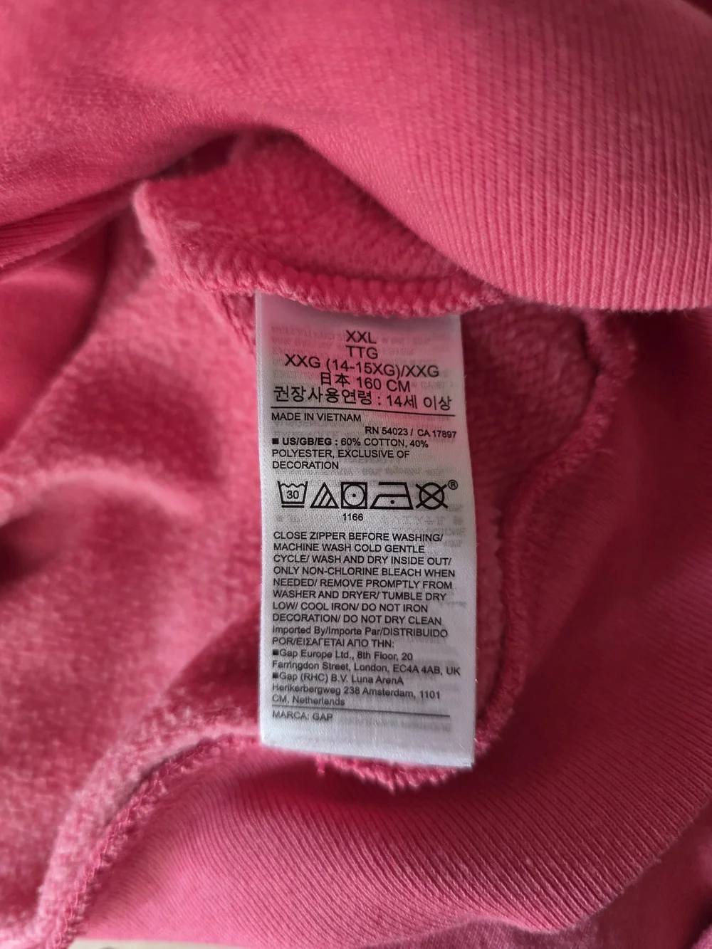 GAP Kids Bright Pink Full-Zip Hoodie with White Logo